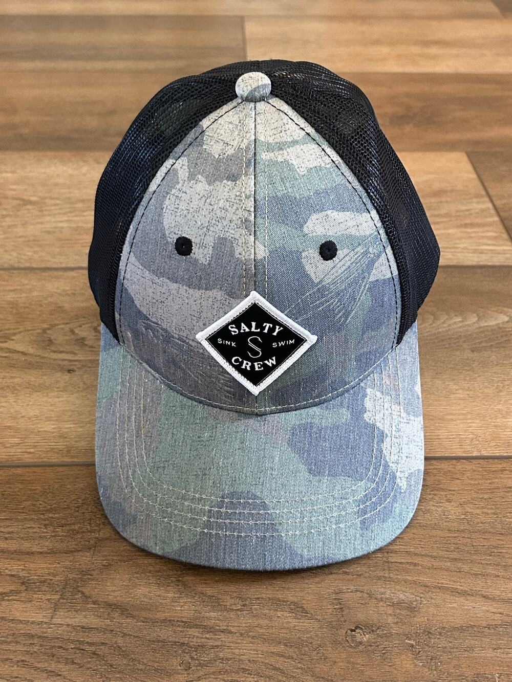 Salty Crew Sink or Swim Trucker Hat Camo Black Mesh Snapback OSFM